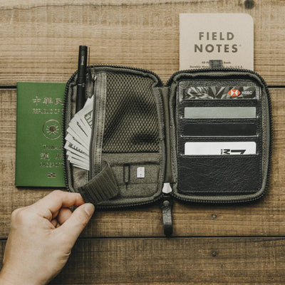 Nylon + Leather Passport Pouch / Travel Folio Wotancraft